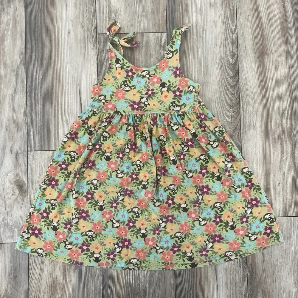 Gymboree Girls Vintage Y2K Monkey & Floral Print Sun Dress (6)